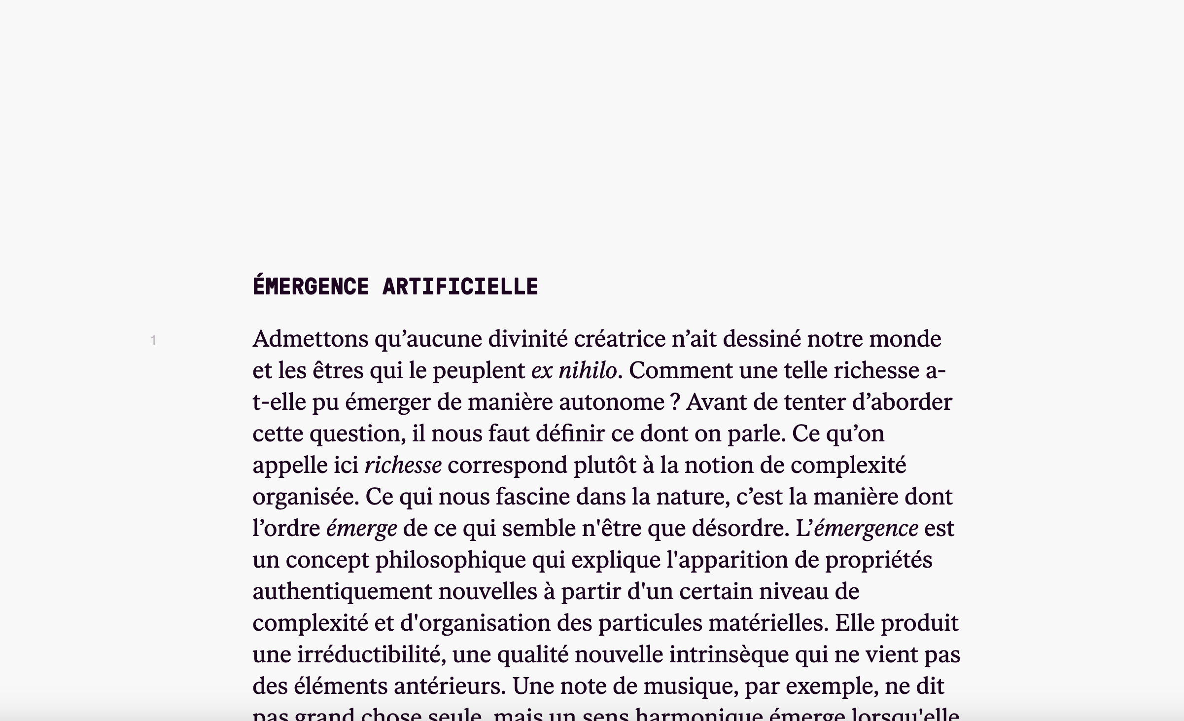 émergence artificielle